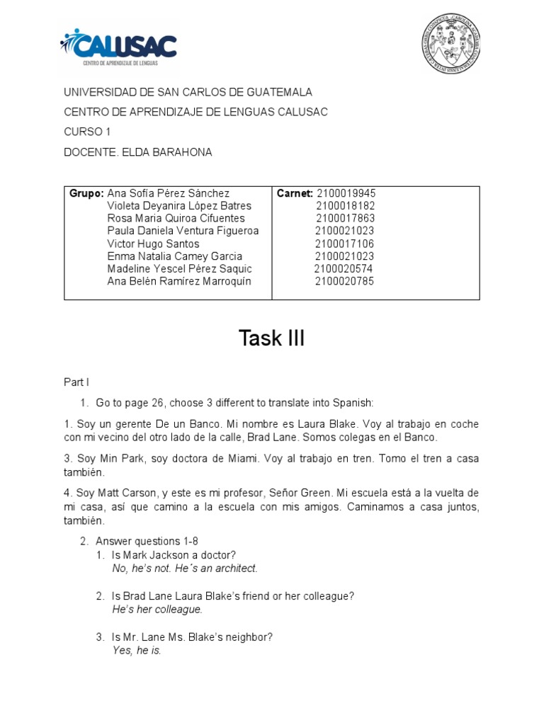 Task III - Group Work | PDF