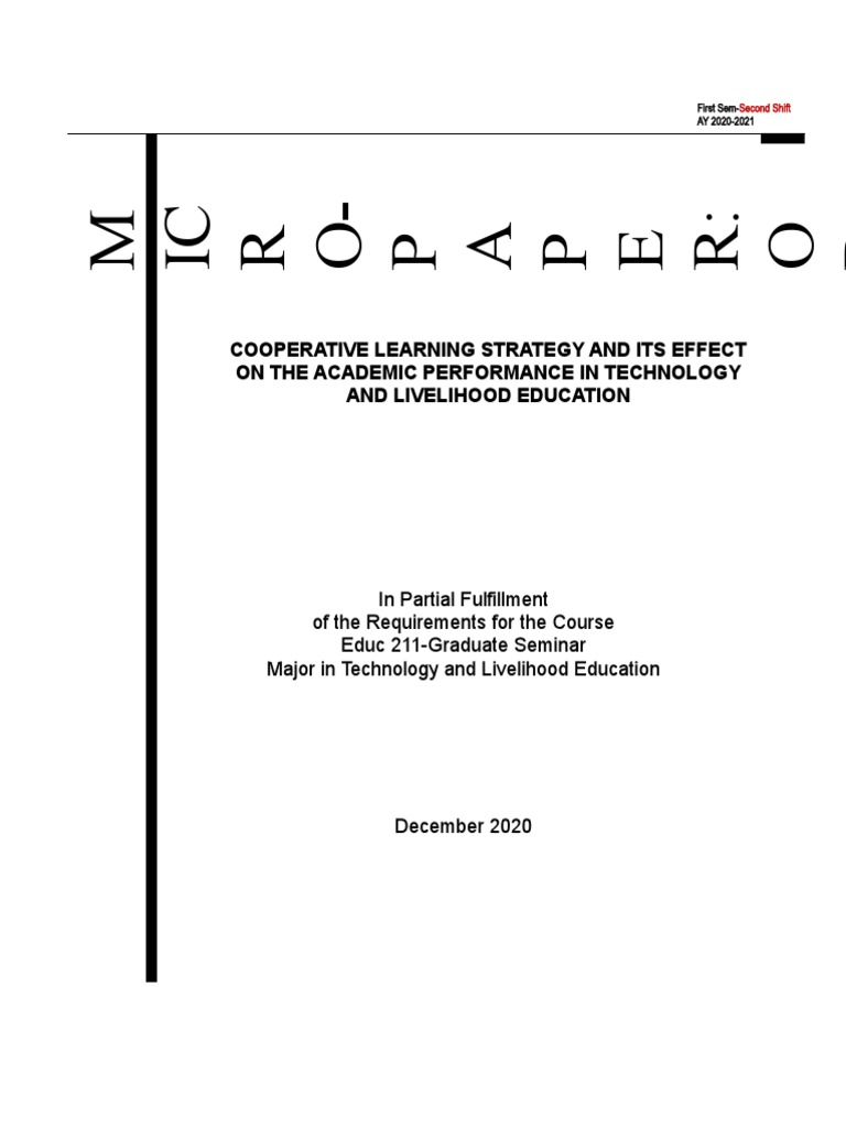 Impact of Cooperative Learning on TLE | PDF | Learning | Teachers