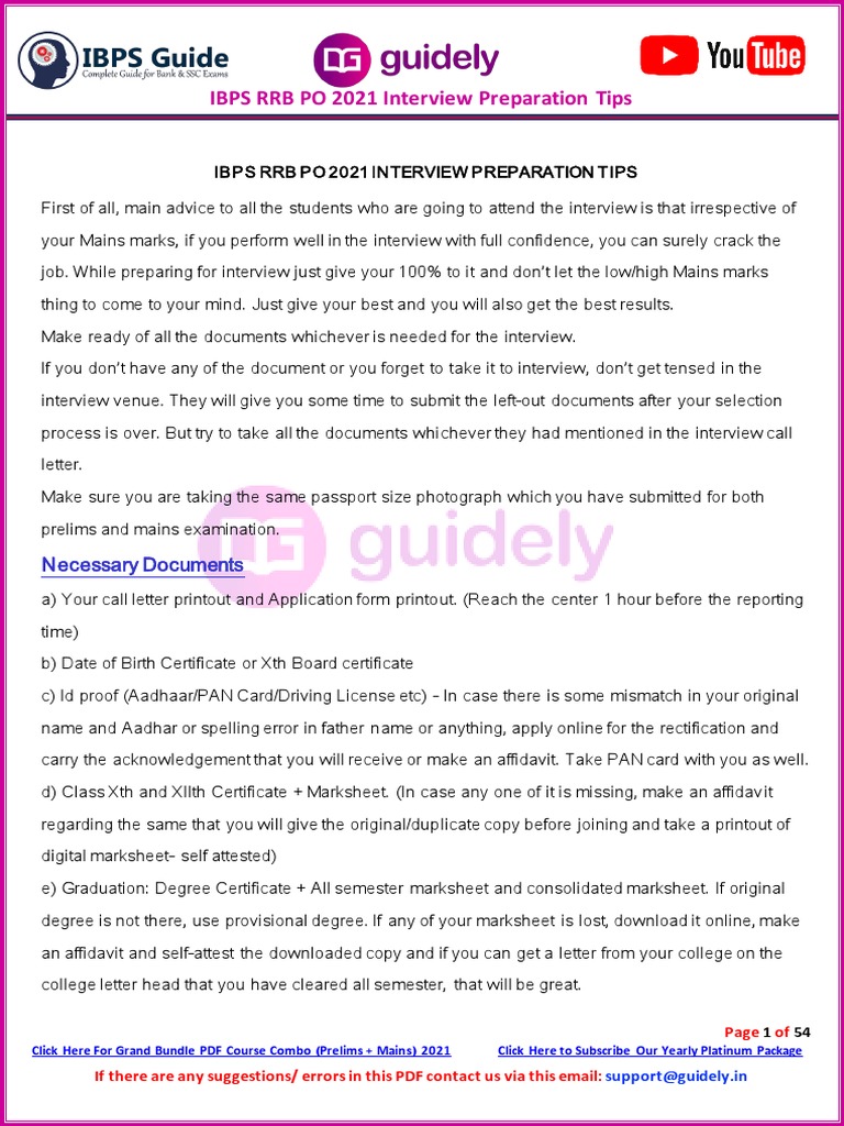 IBPS RRB PO Interview Guide | PDF | Reserve Bank Of India | Banks
