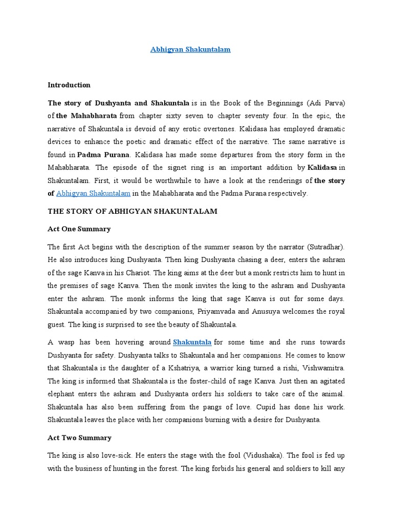 What Is The English Name Of The Book Abhigyan Shakuntalam