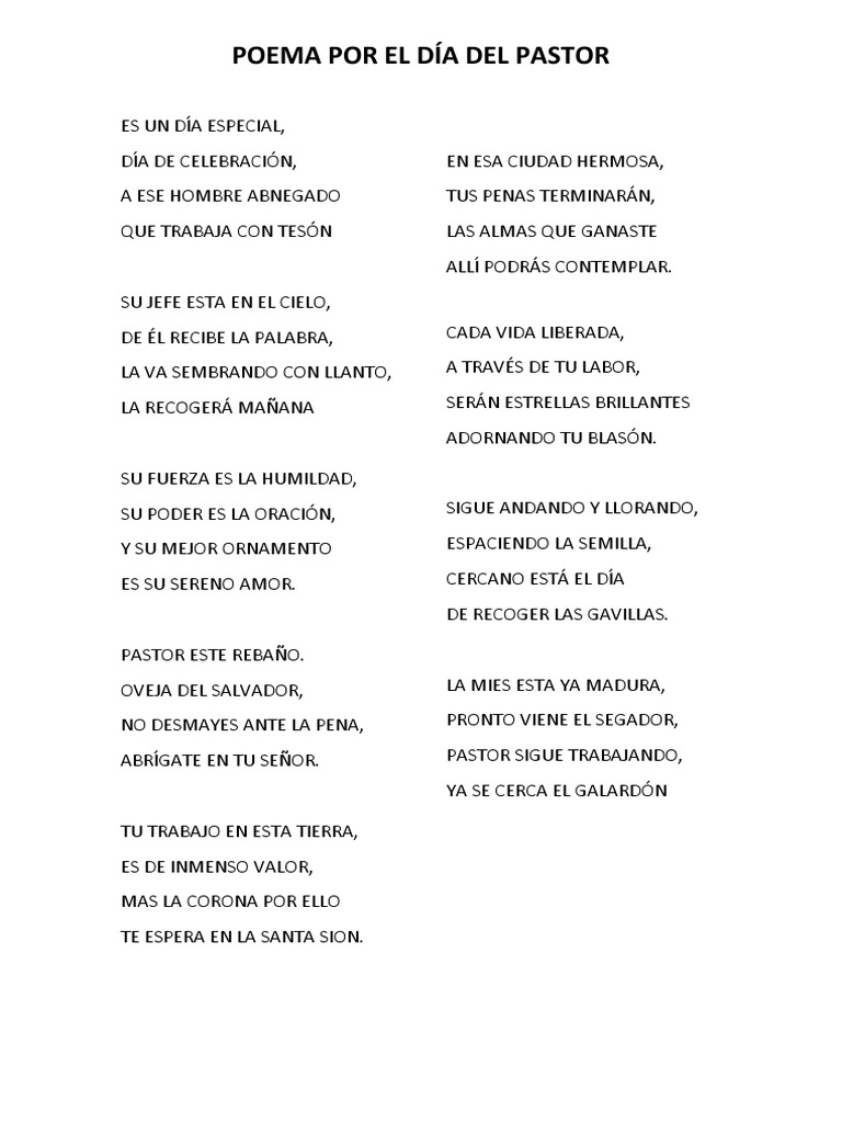 Poema Por El Día Del Pastor | PDF