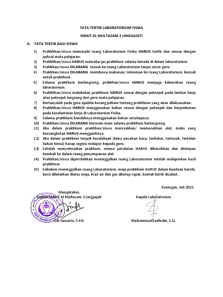 Tata Tertib Laboratorium Fisika PDF