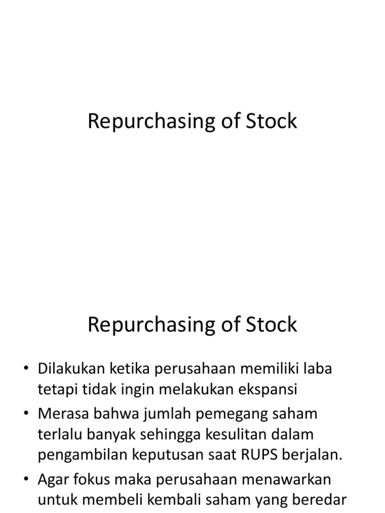 Proses dan Dampak Repurchasing Saham | PDF