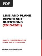 Line and Plane Important Questions: Class 12 Mathematics