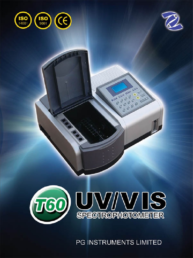 T60 UV-VIS Spectrophotometer Overview | PDF | Spectrophotometry ...