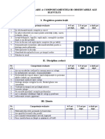 Fişă de Înregistrare A Comportamentelor Observabile Ale Elevului CP