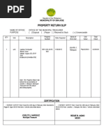 Property Return Slip: Lgu Form No. 12