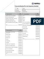 Trowel Concrete Machine Pre-Use Inspection Checklist: Project