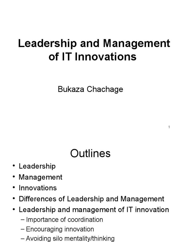 Leadership And Management Of IT Innovation PDF Leadership Innovation