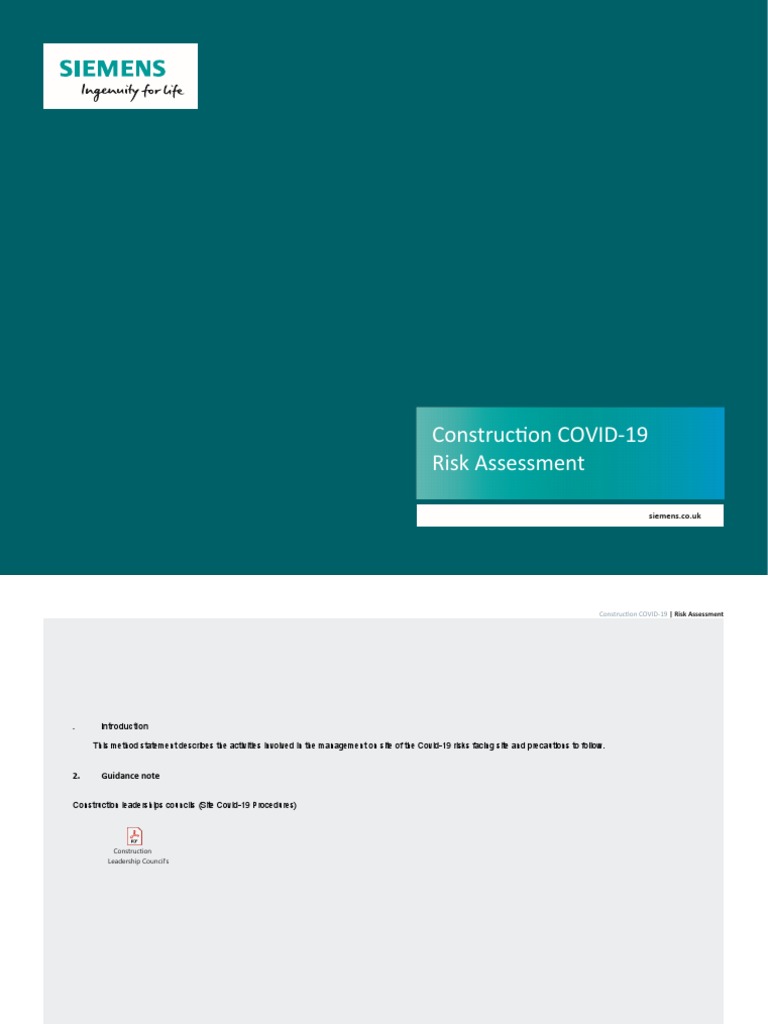 Construction COVID-19 Risk Assessment Guide | PDF | Personal Protective ...
