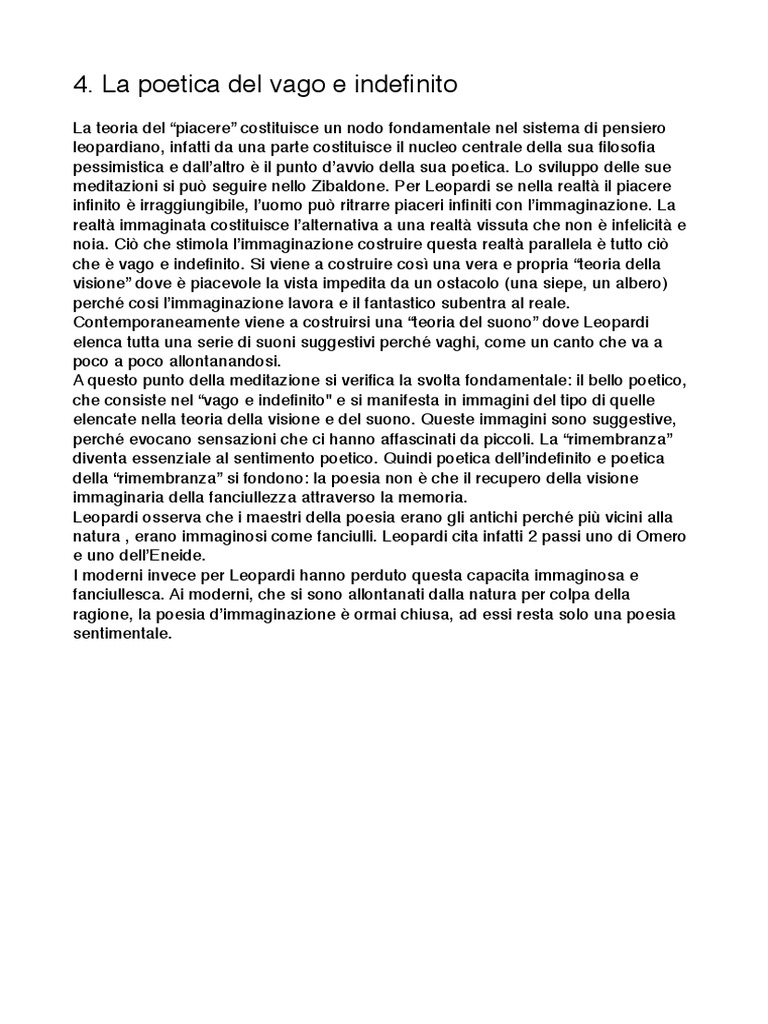LEOPARDI 3 La Poetica Del Vago E Indefinito PDF