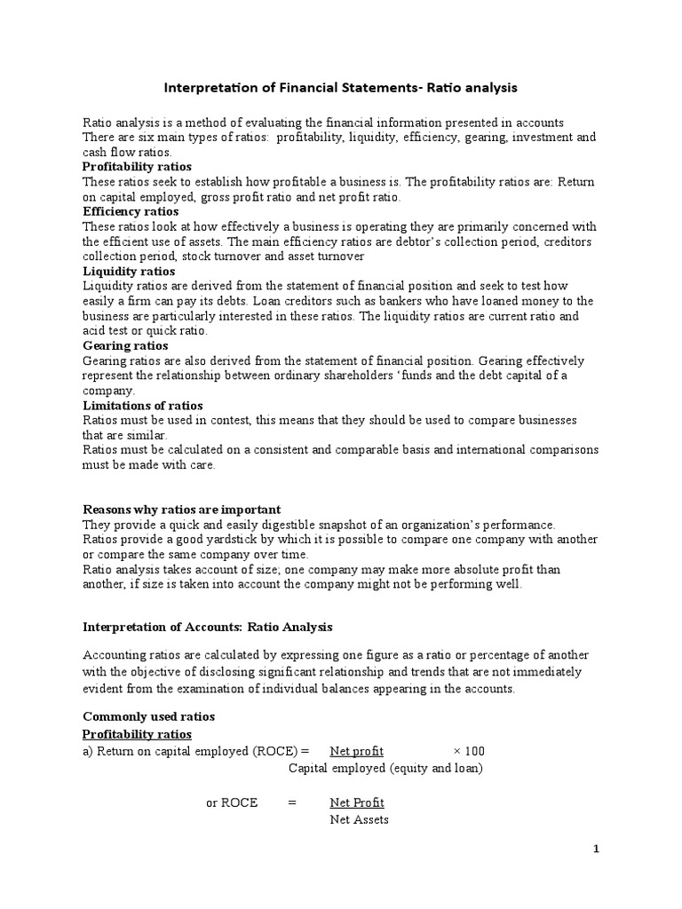 Financial Statement Ratio Analysis Guide | PDF | Finance & Money Management