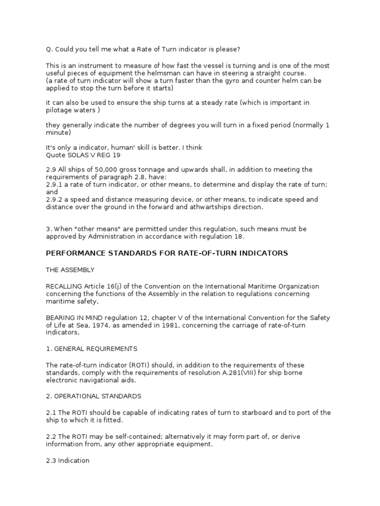 Rate of Turn Indicator PDF Water Transport Navigation