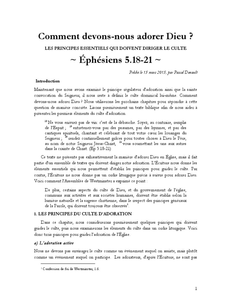 Principes de l'adoration selon la Bible | PDF | Dieu | Jésus