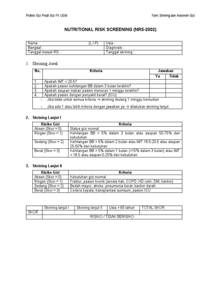 Nutritional Risk Screening