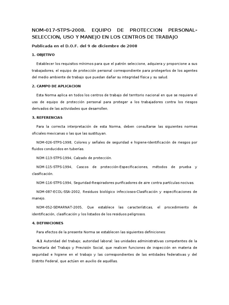 Nom 017 | PDF | Guante | México