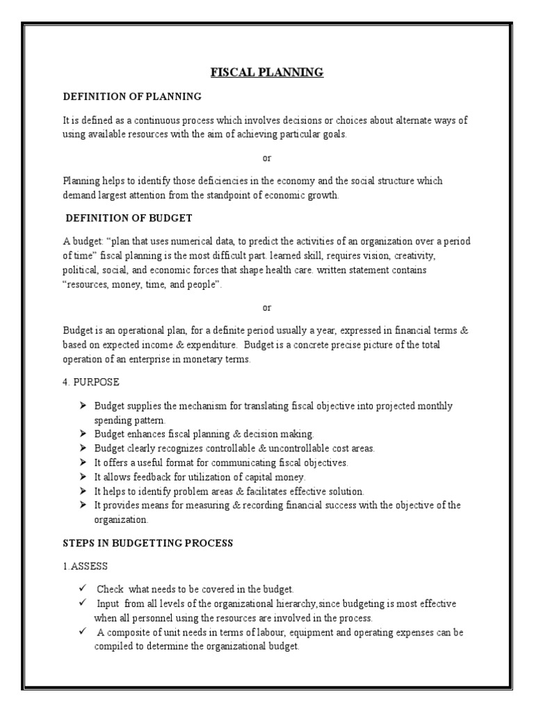 Fiscal Planning Pdf Budget Nursing