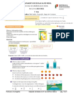 Ficha de Trabalho Nº12 - Razão.proporção. Regra de 3 Simples