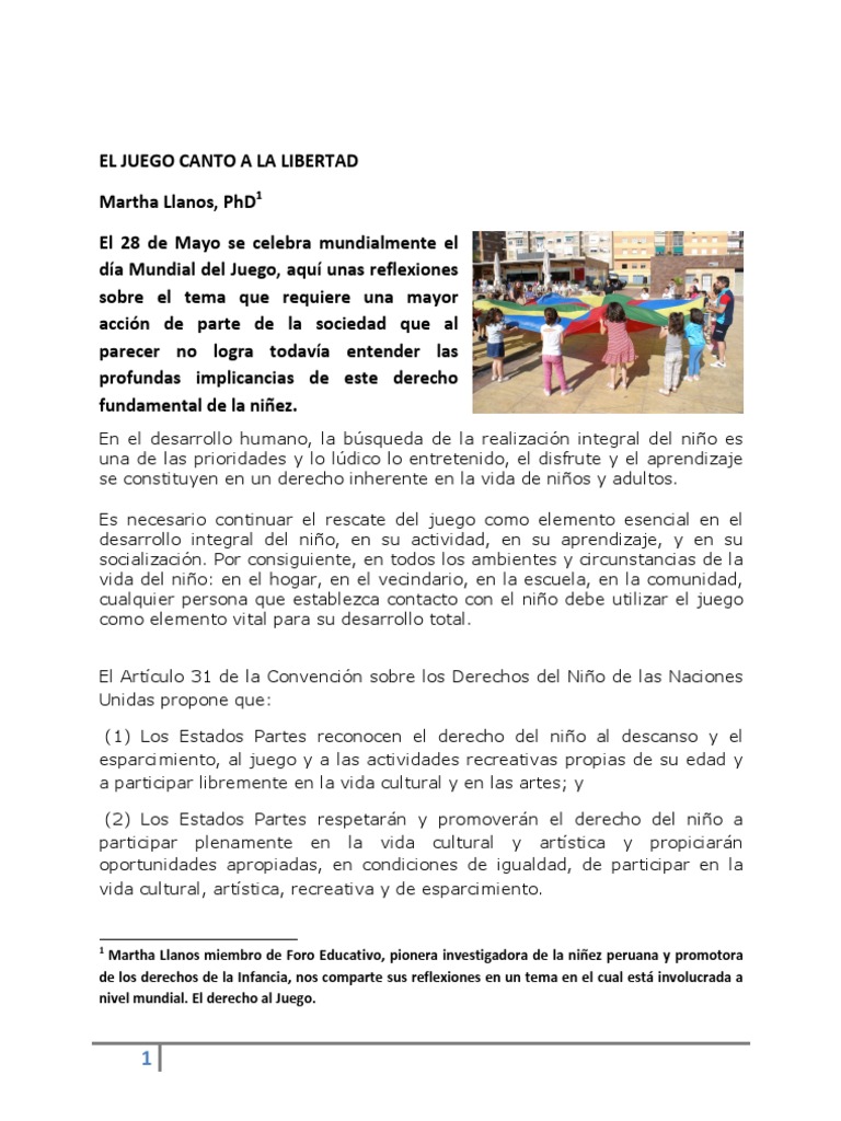 Derecho al Juego en la Infancia | PDF | Adultos | Creatividad