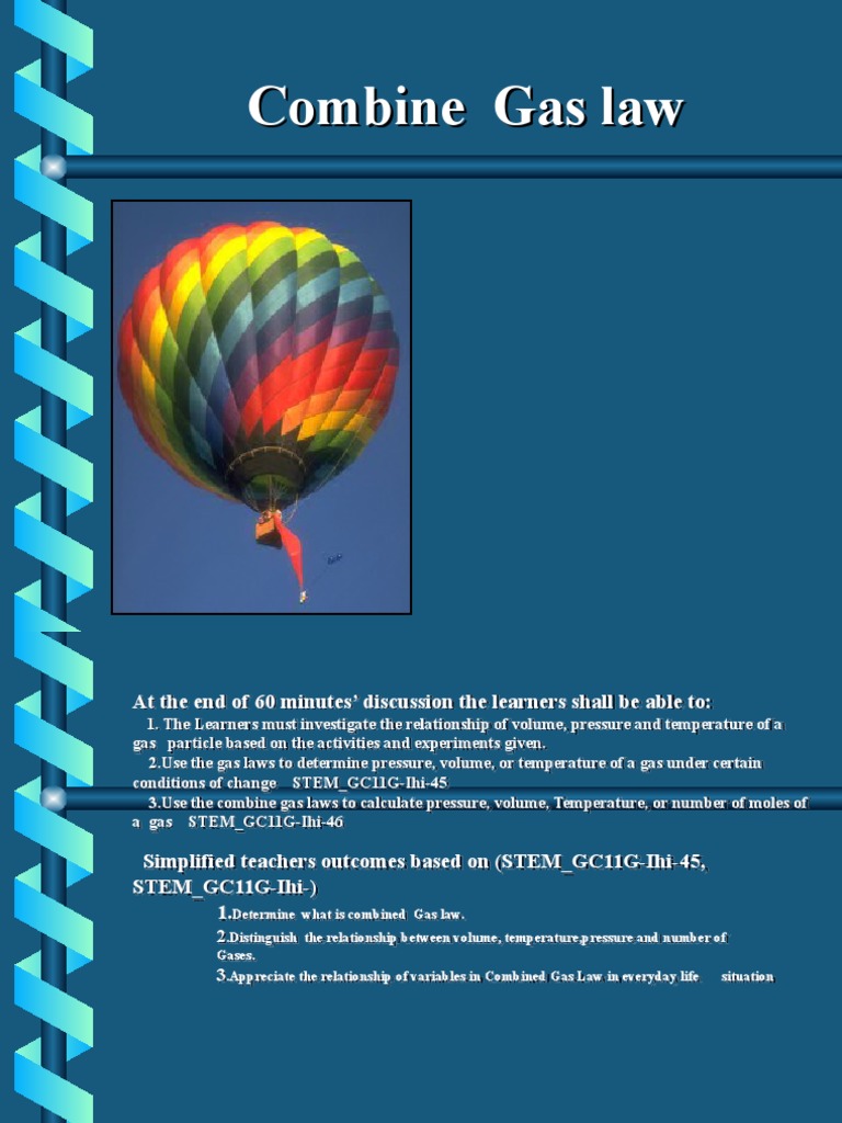 Combine Gas Law PDF Gases Pressure