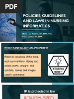 Policies, Guidelines and Laws in Nursing Informatics: Mona Liza Avelino, RN, Man, PHD Precy Lantin, RN, Man