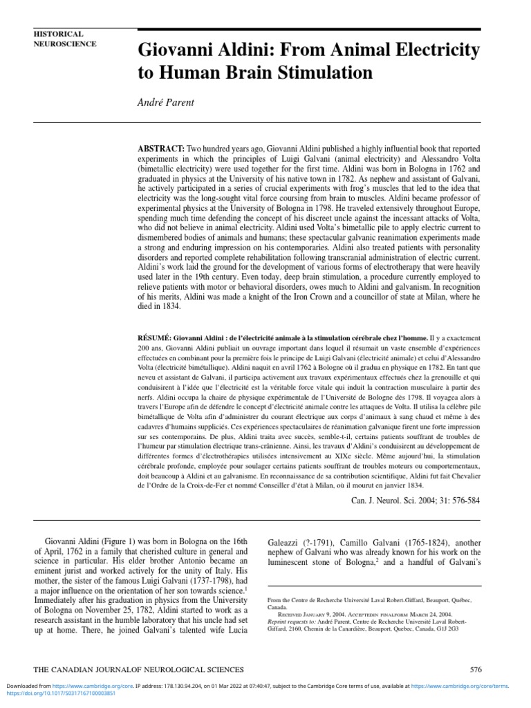 Aldini's Galvanic Reanimation Experiments | PDF | Philosophy