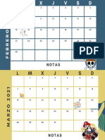Calendario Mensual Colorido Sencillo Formas