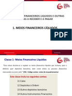 Meios financeiros líquidos e contas a receber e pagar