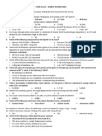 Chem 16 Lec - Sample Second Exam I. MULTIPLE CHOICE. Answer The Following by Writing The Best Answer From The Choices