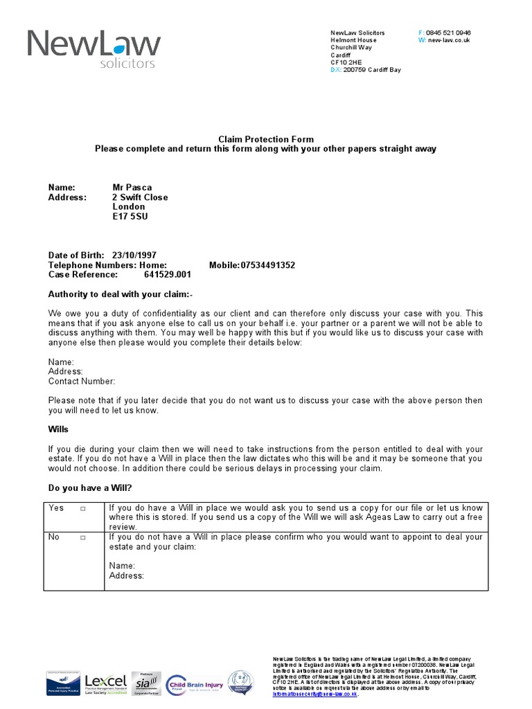 Claim Protection and Will Instructions | PDF | Privacy | Justice