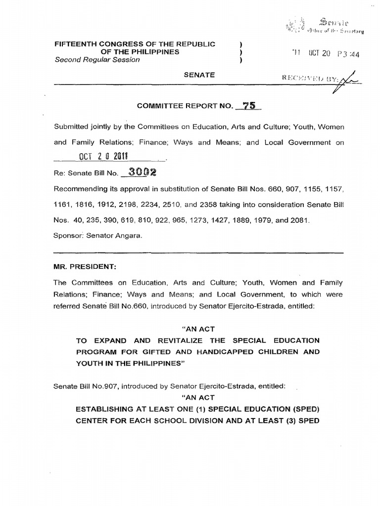 Special Education Bill Recommendations | PDF | Disability | Special ...