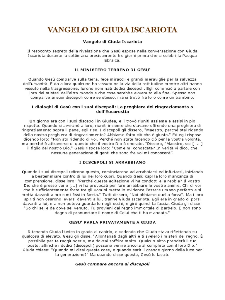 Vangelo Di Giuda Iscariota | PDF
