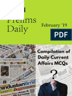 Current Affairs MCQ | Prelims Daily| February 2019 MCQs