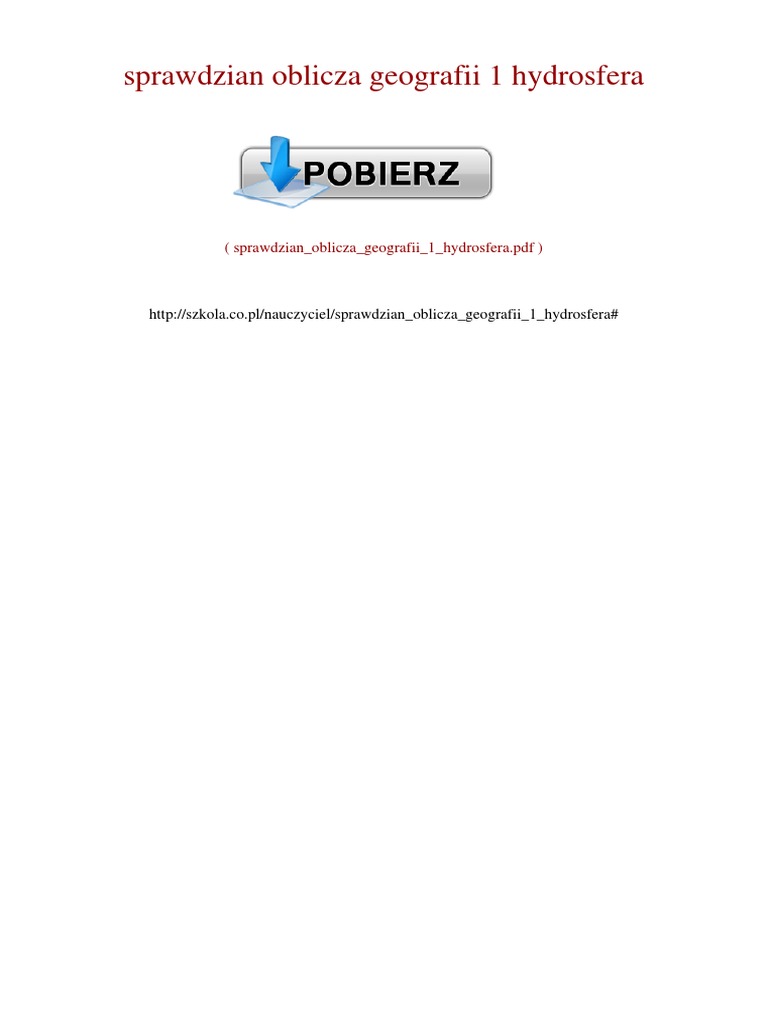 Oblicza Geografii 1 Zakres Rozszerzony Hydrosfera Pdf Sprawdzian Oblicza Geografii 1 Hydrosfera | PDF