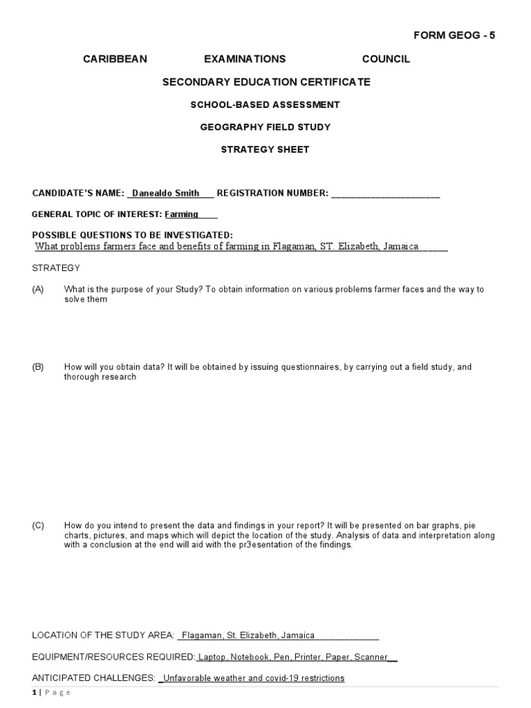 Geography SBA Strategy Sheet: Farming | PDF | Agriculture | Pest (Organism)