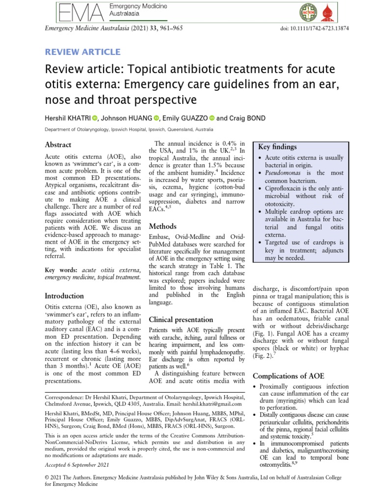 Emerg Medicine Australasia 2021 Khatri Review Article Topical