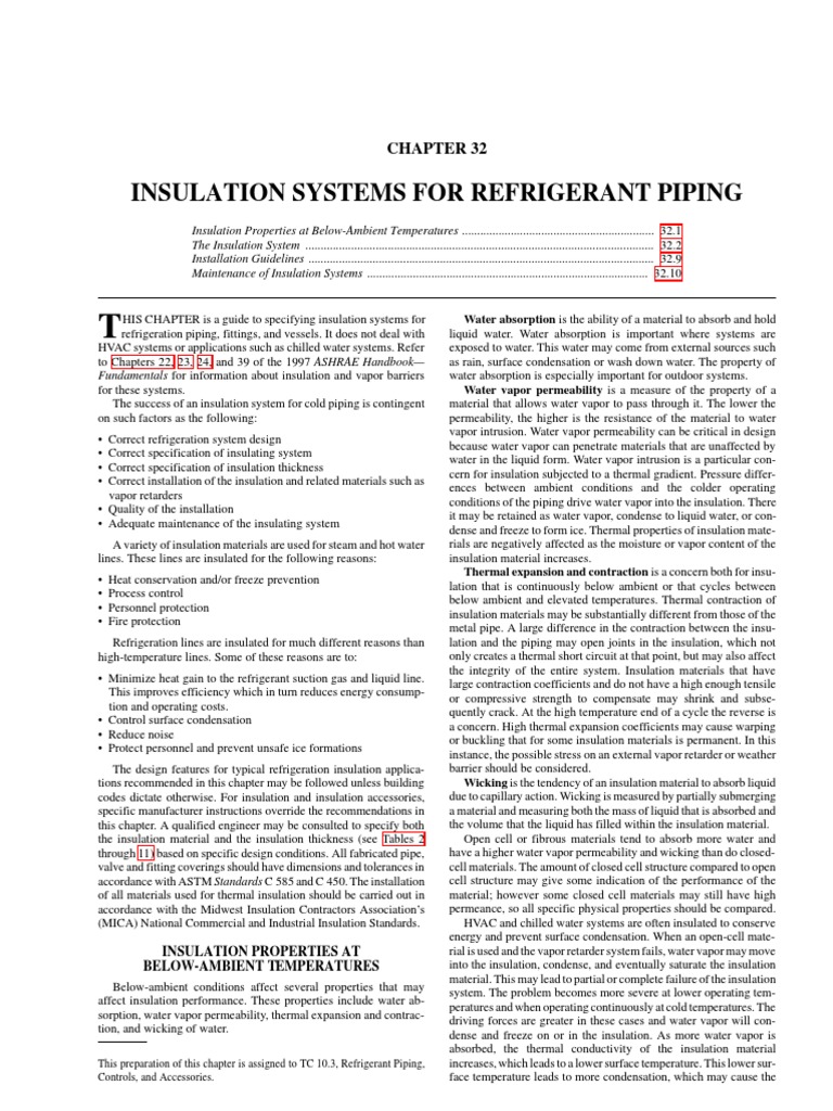 Insulation Systems For Refrigerant Piping Insulation Properties at