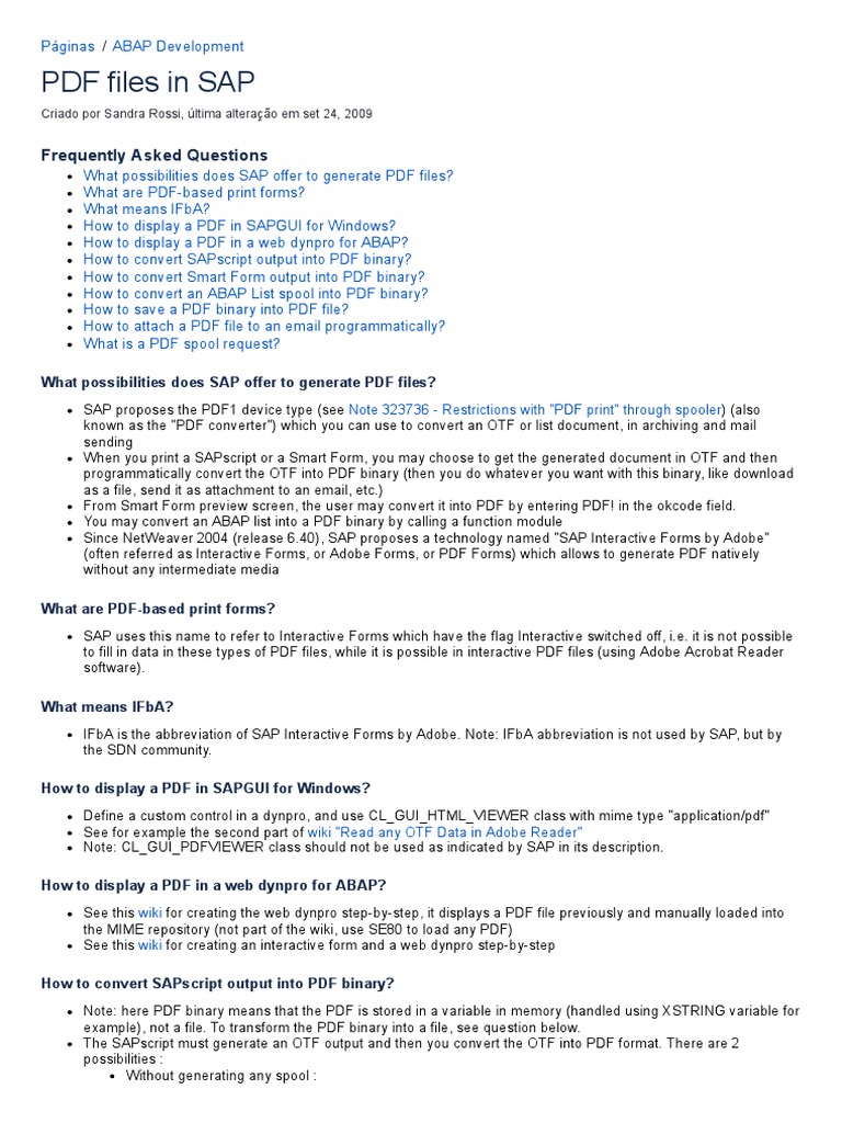PDF Files in SAP - ABAP Development - Community Wiki | PDF | Digital ...