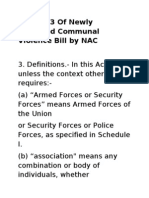 Section 3 of Newly Proposed Communal Violence Bill by NAC