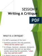 Session 9 Writing A Critique