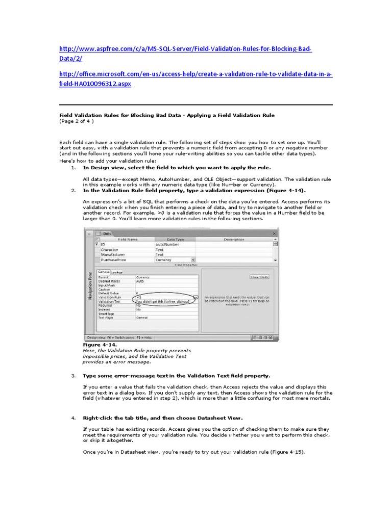 Validation Rule | PDF | Data Type | Microsoft Access