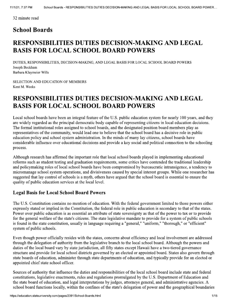 Local School Board Overview PDF