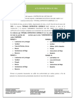 Acta de Entrega de Obra Construción San José Zona Sur