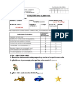 EVALUACIÓN PRIMERO BÁSICO - Lenguaje