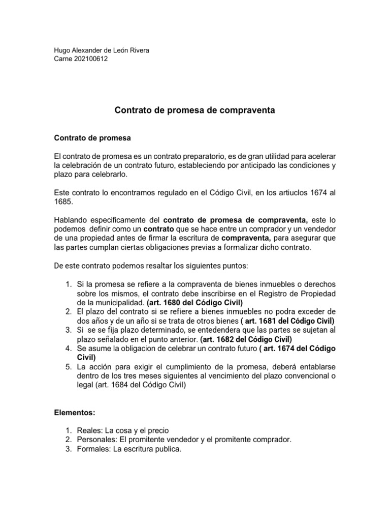 Contrato de Promesa de Compraventa | PDF | Ley común | Justicia