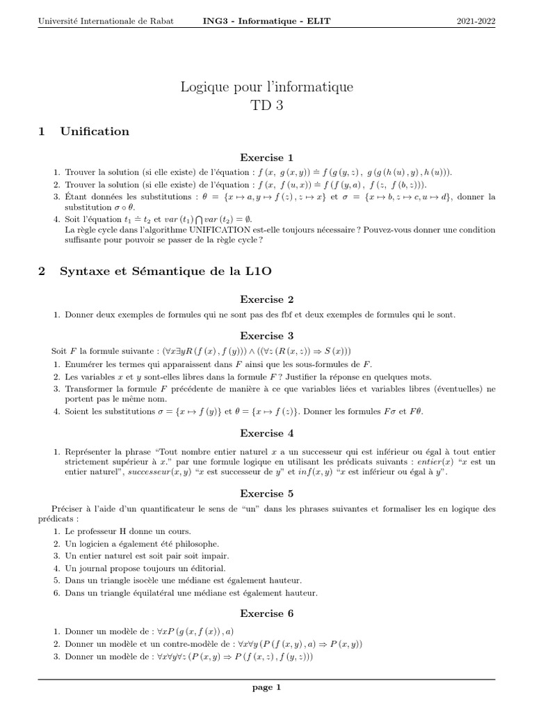 TD 3 | PDF | Logique | Logique mathématique