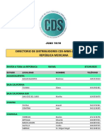 Directorio de Distribuidores Cds-Mms-Zeolita-Dmso República Mexicana