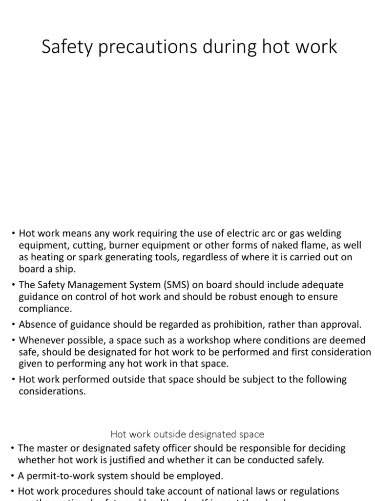 Hot Work Safety Precautions Guide | PDF | Fires | Firefighting