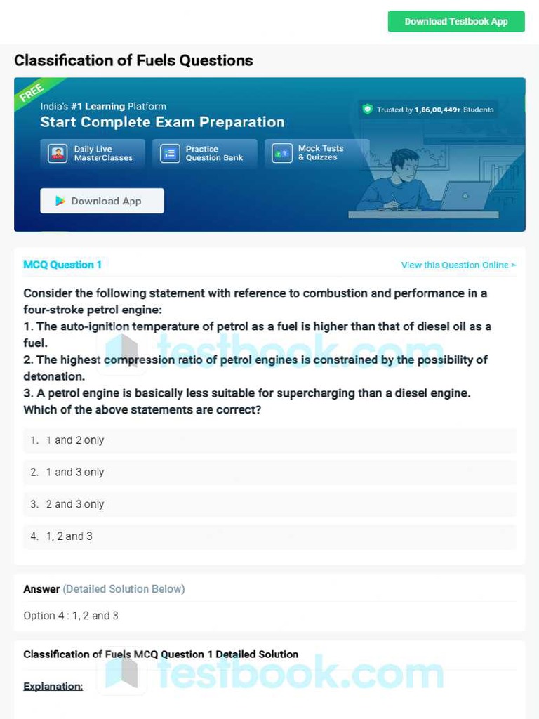 MCQ On Classification of Fuels 5eea6a0b39140f30f369dd79 PDF