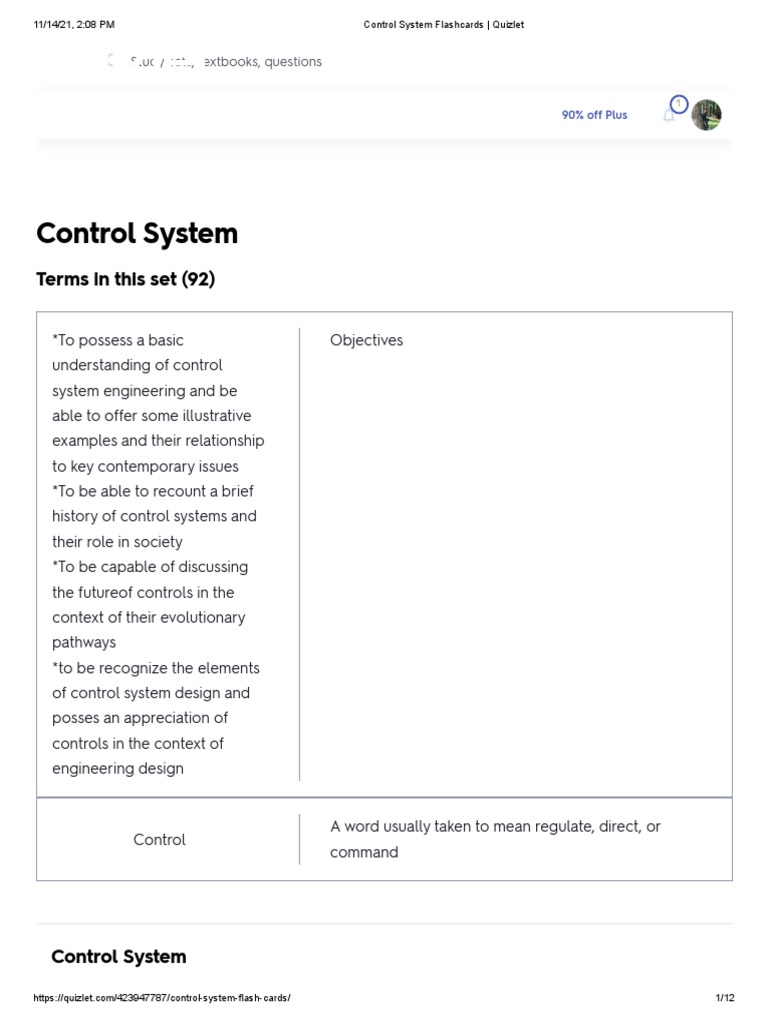 Control System Flashcards - Quizlet | PDF | Control Theory | Control System